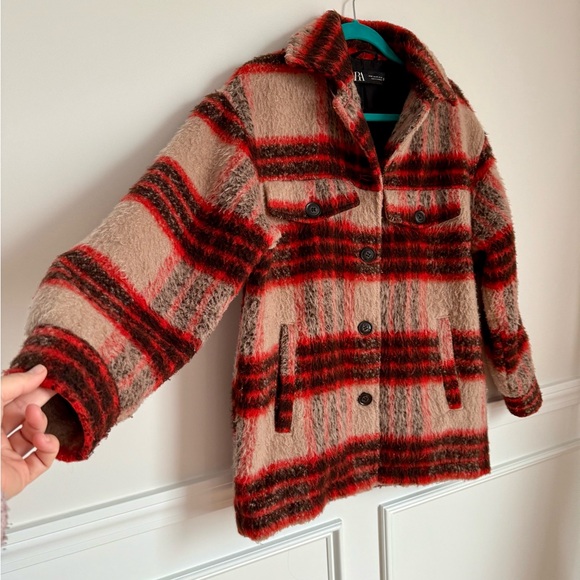 Zara Plaid Teddy Jacket - Picture 6 of 14